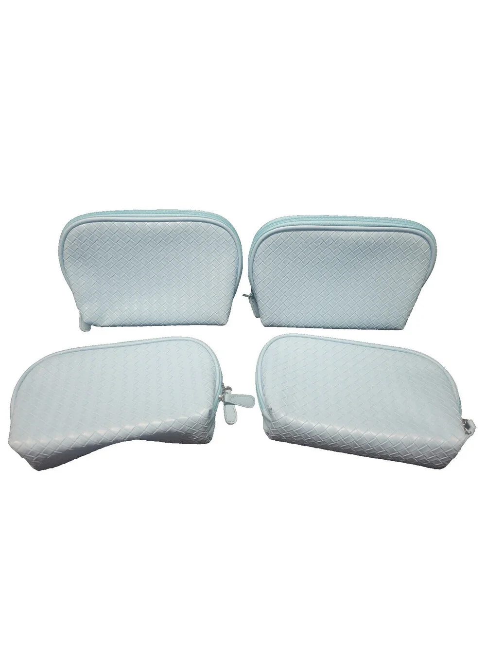 x4 Woven Pattern Toiletry Makeup Cosmetic Travel Bag Case Pouch Sky / light blue